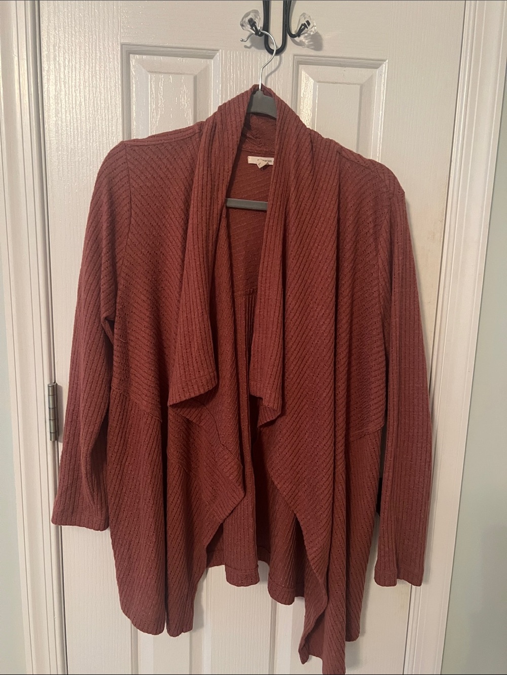 Maurices Rust Open-Front Draped Cardigan
